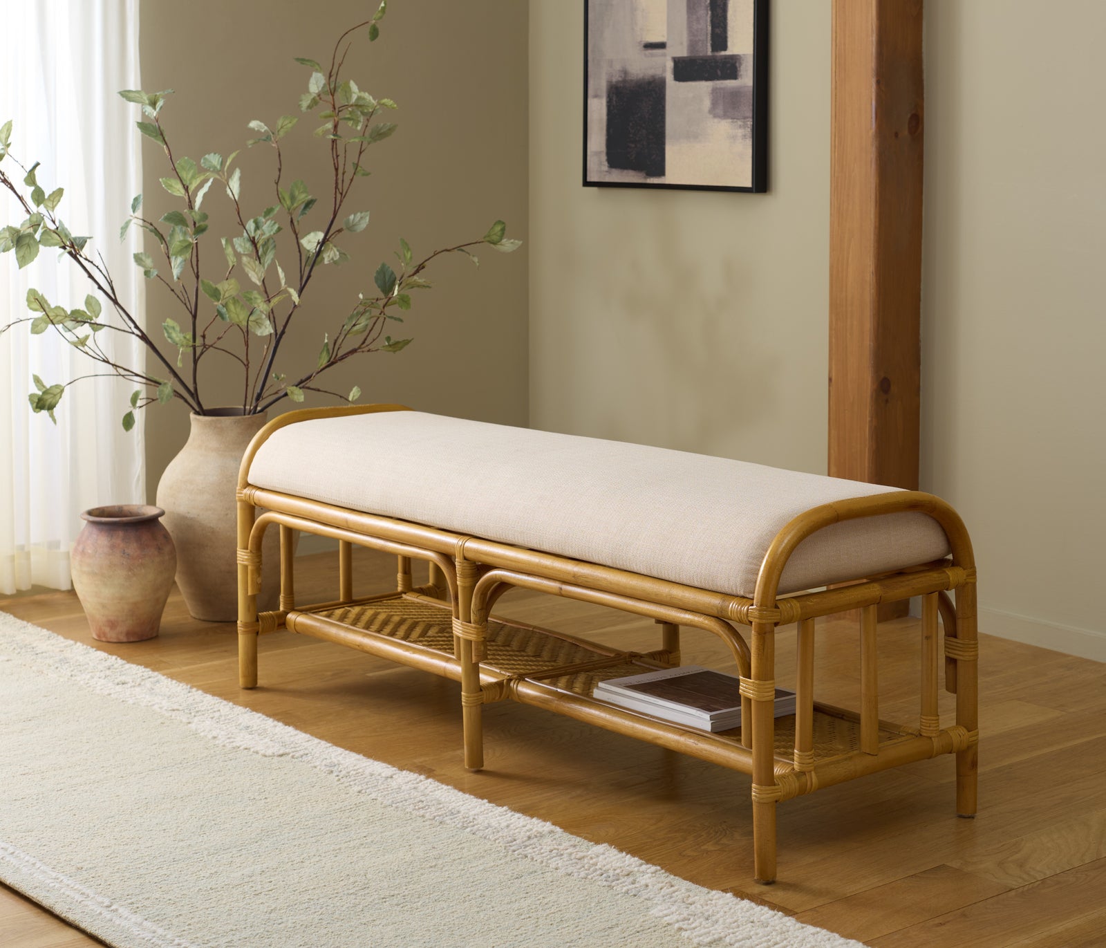 Safavieh Couture Flanders Rattan Pole Bench