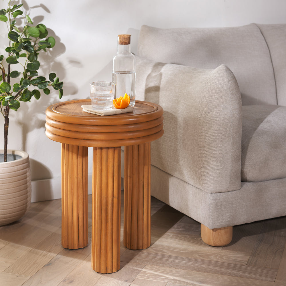 American Home Furniture | Safavieh Couture - BAYARD RATTAN ROUND ACCENT TABLE