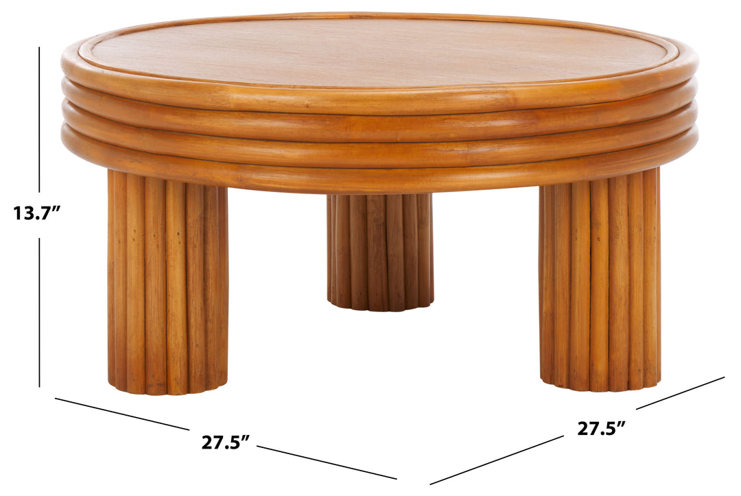 American Home Furniture | Safavieh Couture - BAYARD RATTAN ROUND COFFEE TABLE