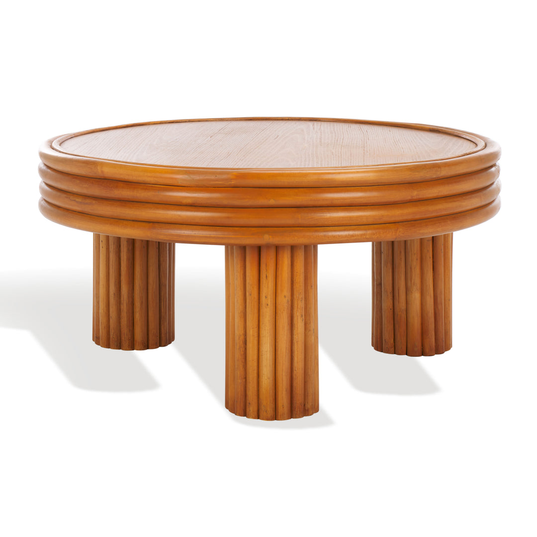 American Home Furniture | Safavieh Couture - BAYARD RATTAN ROUND COFFEE TABLE