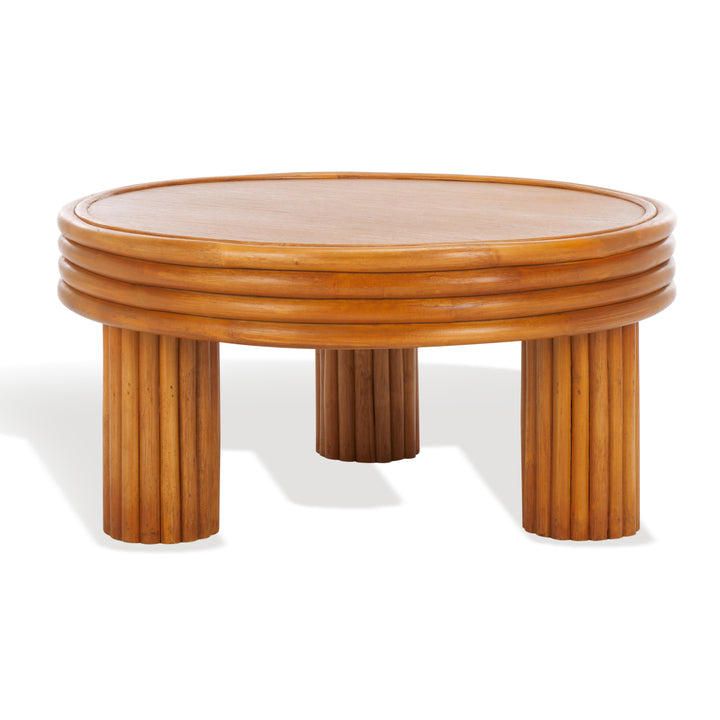 American Home Furniture | Safavieh Couture - BAYARD RATTAN ROUND COFFEE TABLE