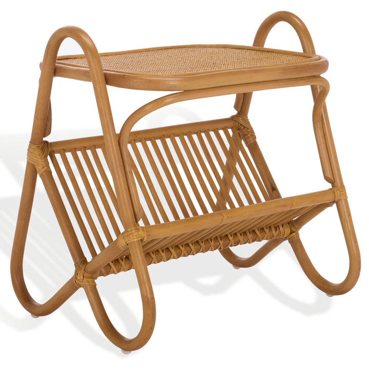 American Home Furniture Safavieh Couture Bayard Rattan Pole Magazine Holder Accent Table