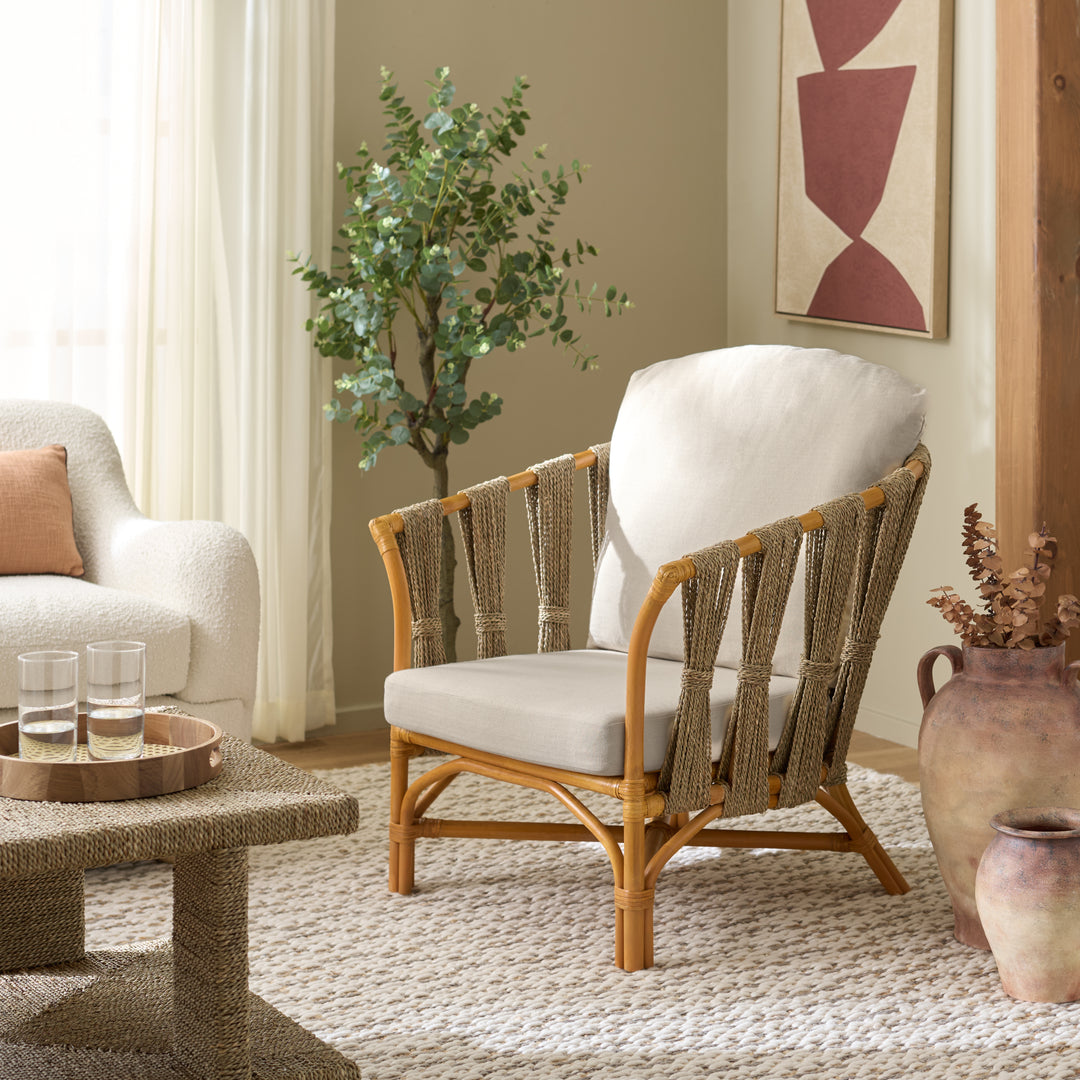 American Home Furniture Safavieh Couture Donatello Rattan Pole Accent Chair