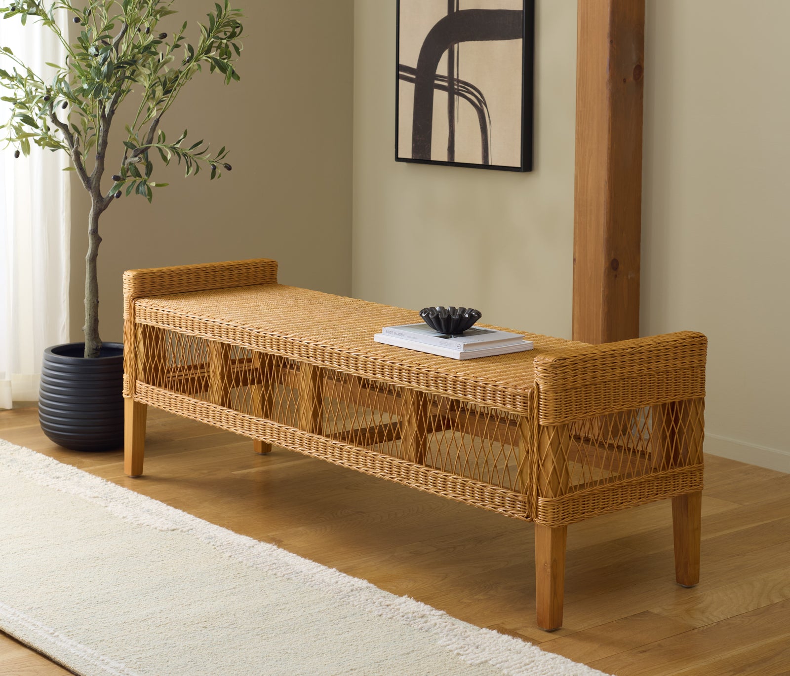 Safavieh Couture Jimmy Rattan Bench