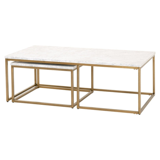 Essentials For Living - Carrera Nesting Coffee Table - 6100.BGLD/WHT | American Home Furniture
