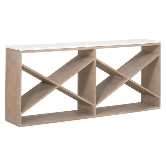 Essentials For Living - Cellar Console Table - 8080.SGRY-OAK/WHTQ | American Home Furniture