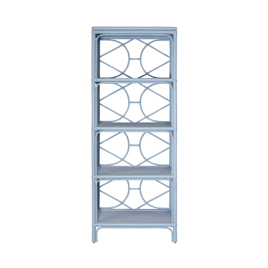 Decorative Back Etagere In Rattan Painted Light Blue - DANIELLE LB