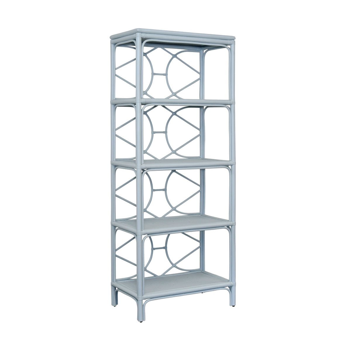 Decorative Back Etagere In Rattan Painted Light Blue - DANIELLE LB