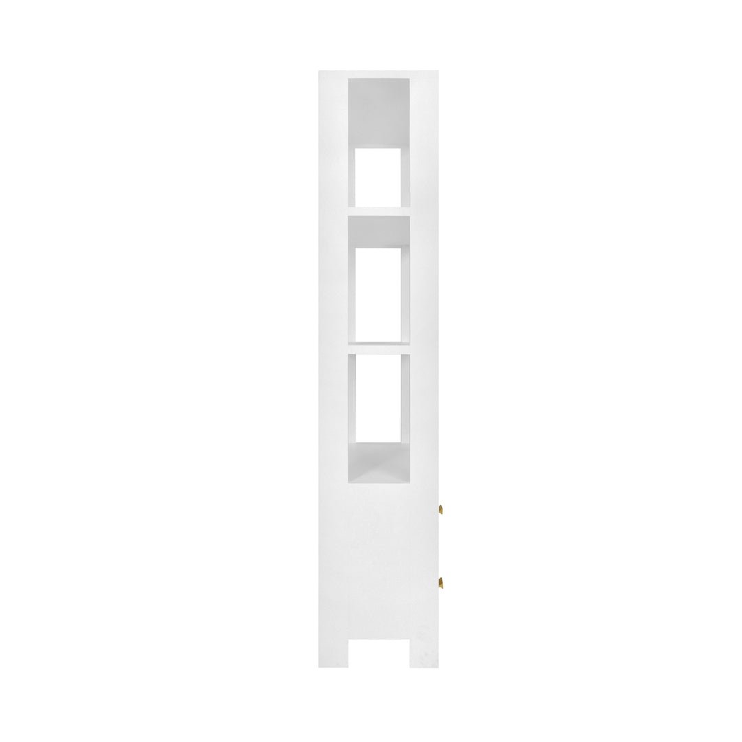 Two Drawer Etagere With Fluted Detail In Matte White Lacquer - DAVIE WH