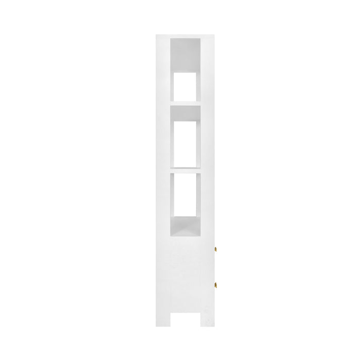 Two Drawer Etagere With Fluted Detail In Matte White Lacquer - DAVIE WH
