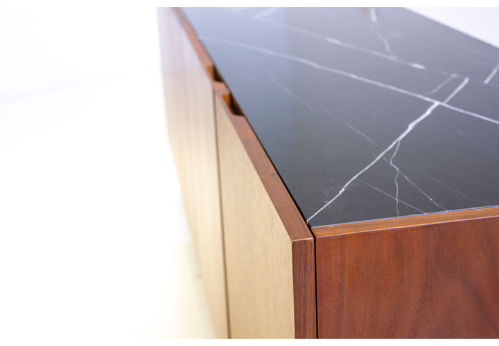 Walnut Veneer Black Marble Top