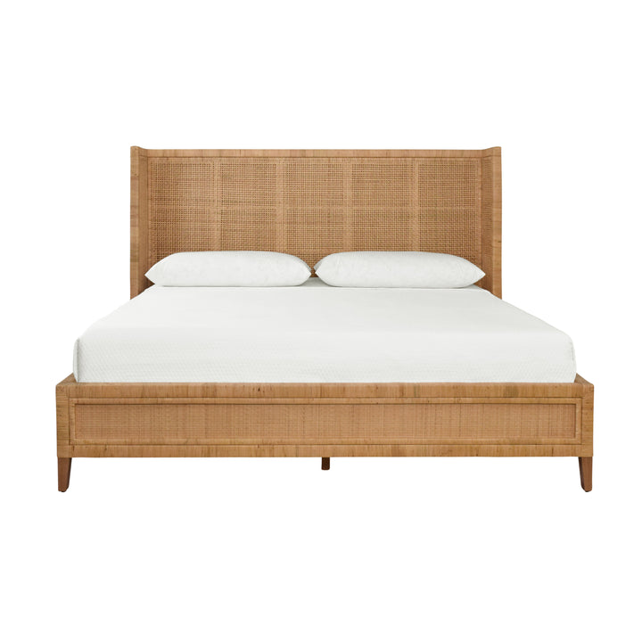 Winged Headboard And Platform In Radio Weave Wrapped Rattan, King Size - DOLLY KING