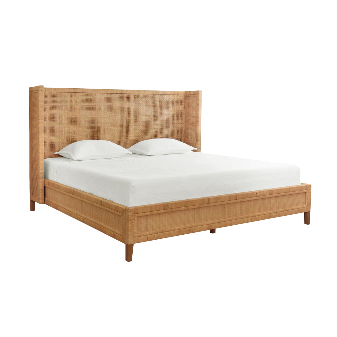 Winged Headboard And Platform In Radio Weave Wrapped Rattan, King Size - DOLLY KING