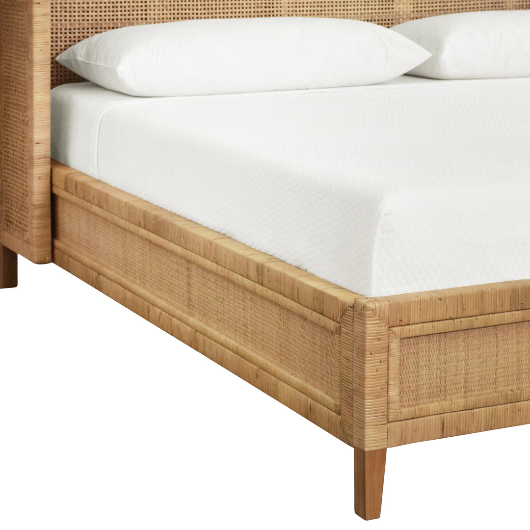 Winged Headboard And Platform In Radio Weave Wrapped Rattan, King Size - DOLLY KING