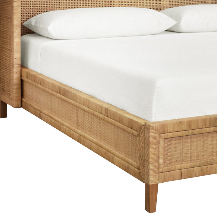 Winged Headboard And Platform In Radio Weave Wrapped Rattan, King Size - DOLLY KING