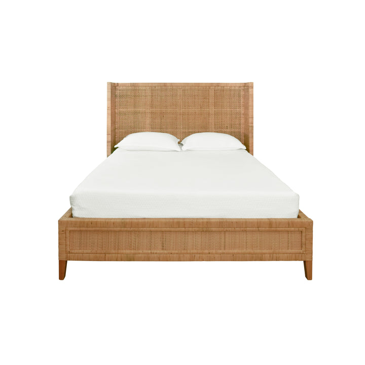 Winged Headboard And Platform In Radio Weave Wrapped Rattan, Queen Size - DOLLY QUEEN