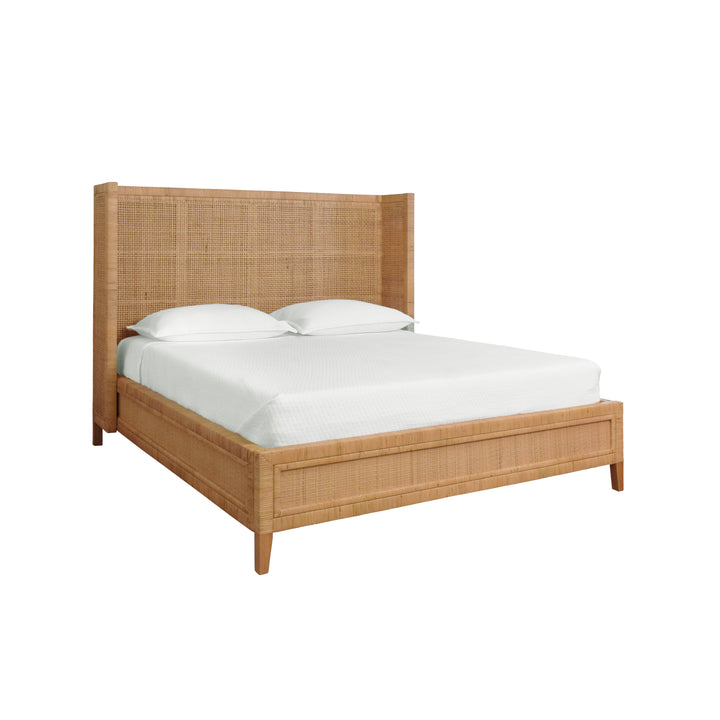 Winged Headboard And Platform In Radio Weave Wrapped Rattan, Queen Size - DOLLY QUEEN