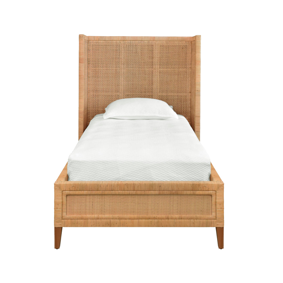 Winged Headboard And Platform In Radio Weave Wrapped Rattan, Twin Size - DOLLY TWIN
