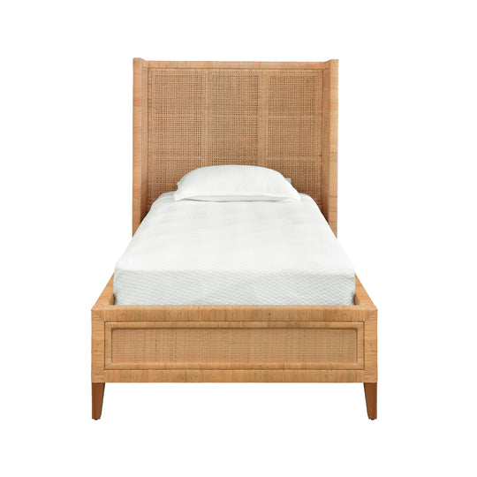 Winged Headboard And Platform In Radio Weave Wrapped Rattan, Twin Size - DOLLY TWIN