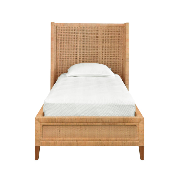 Winged Headboard And Platform In Radio Weave Wrapped Rattan, Twin Size - DOLLY TWIN
