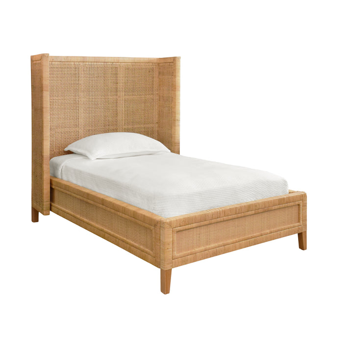 Winged Headboard And Platform In Radio Weave Wrapped Rattan, Twin Size - DOLLY TWIN