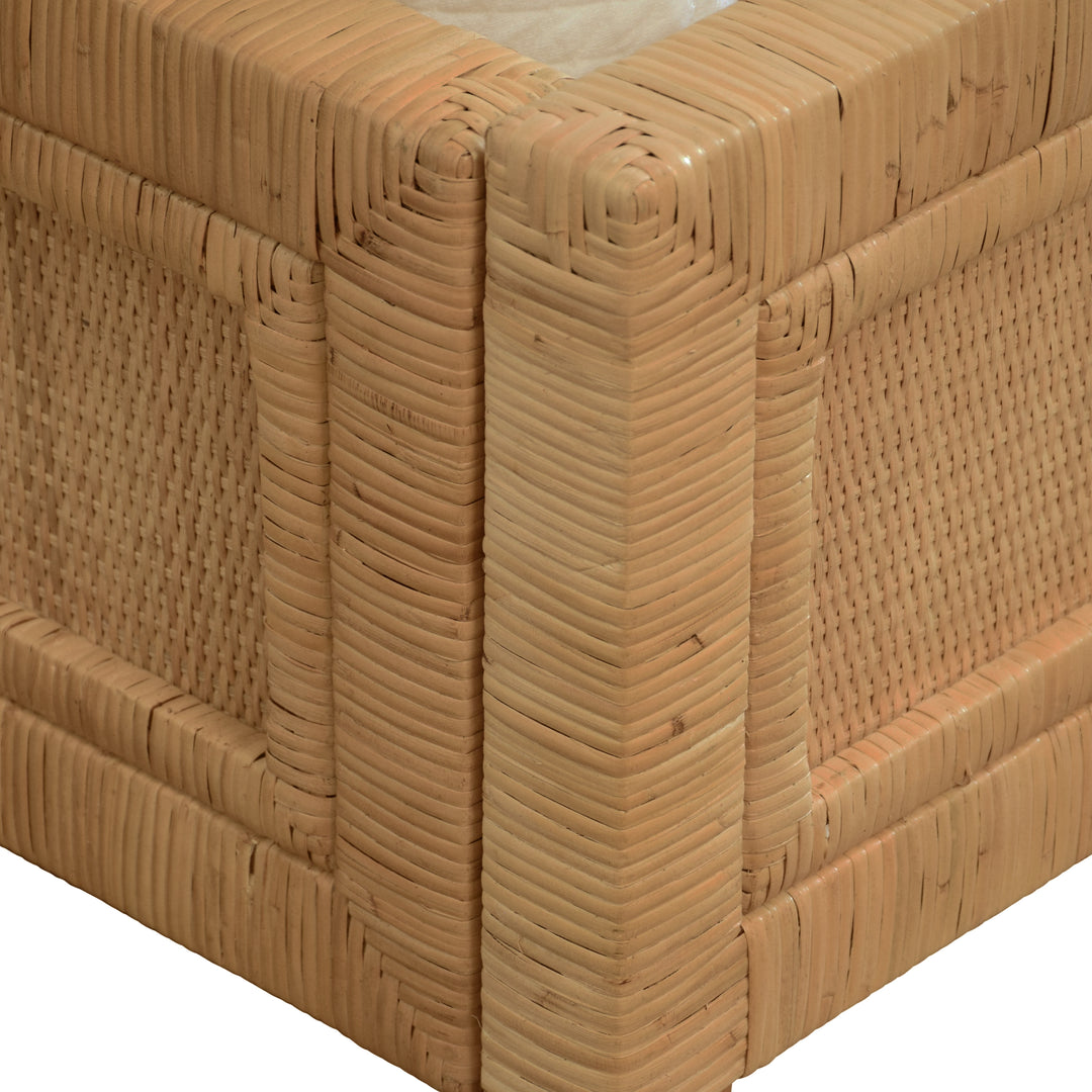 Winged Headboard And Platform In Radio Weave Wrapped Rattan, Twin Size - DOLLY TWIN