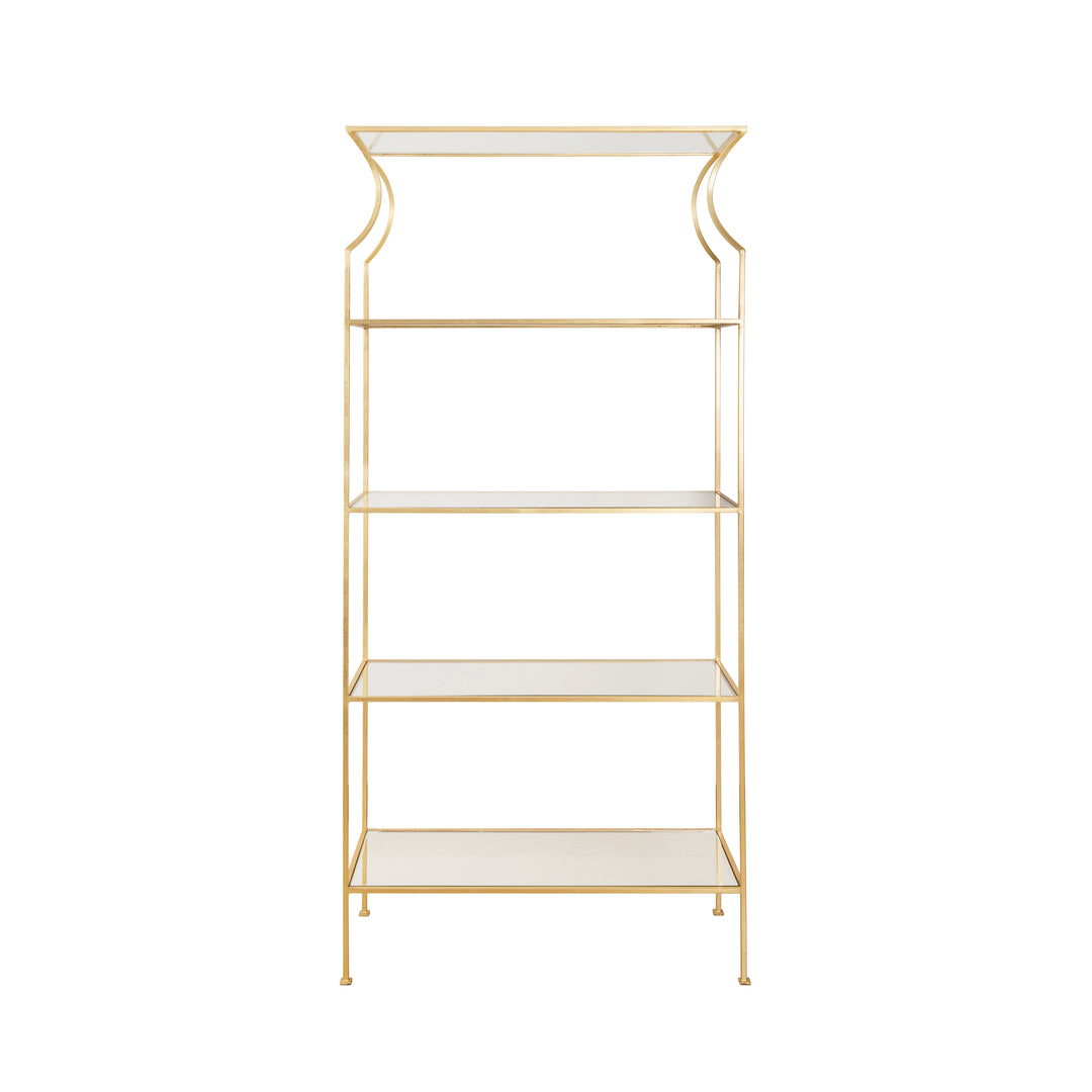Flared Top Etagere With Clear Glass Shelves In Gold Leaf - DOROTHY G