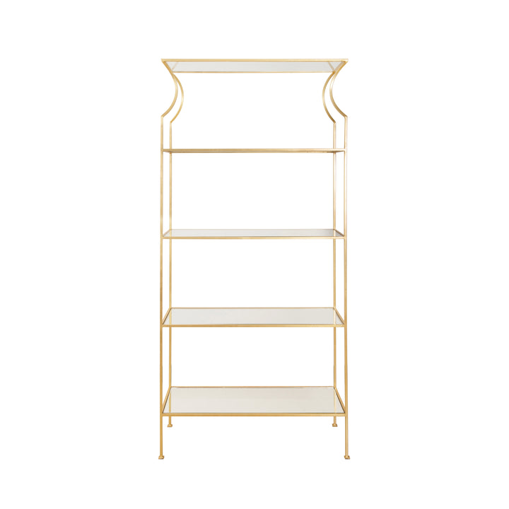 Flared Top Etagere With Clear Glass Shelves In Gold Leaf - DOROTHY G