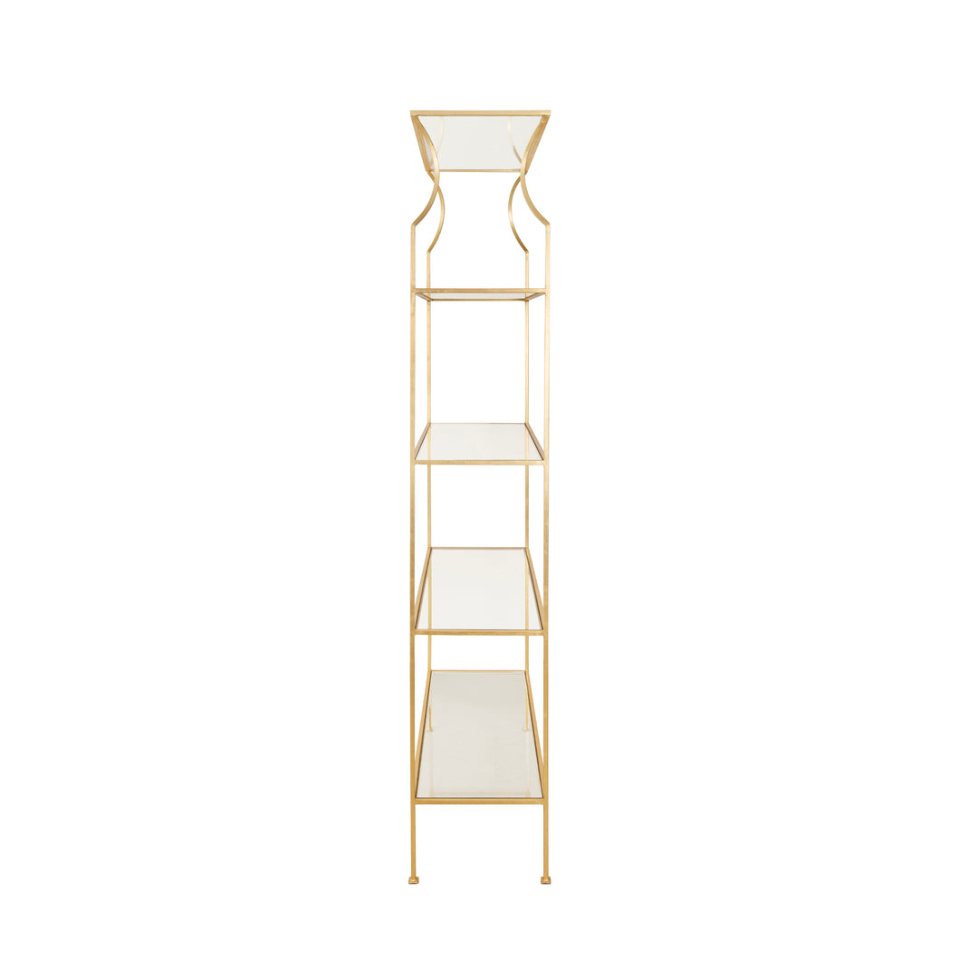 Flared Top Etagere With Clear Glass Shelves In Gold Leaf - DOROTHY G