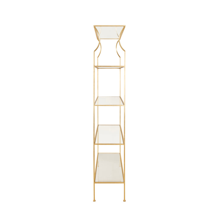 Flared Top Etagere With Clear Glass Shelves In Gold Leaf - DOROTHY G