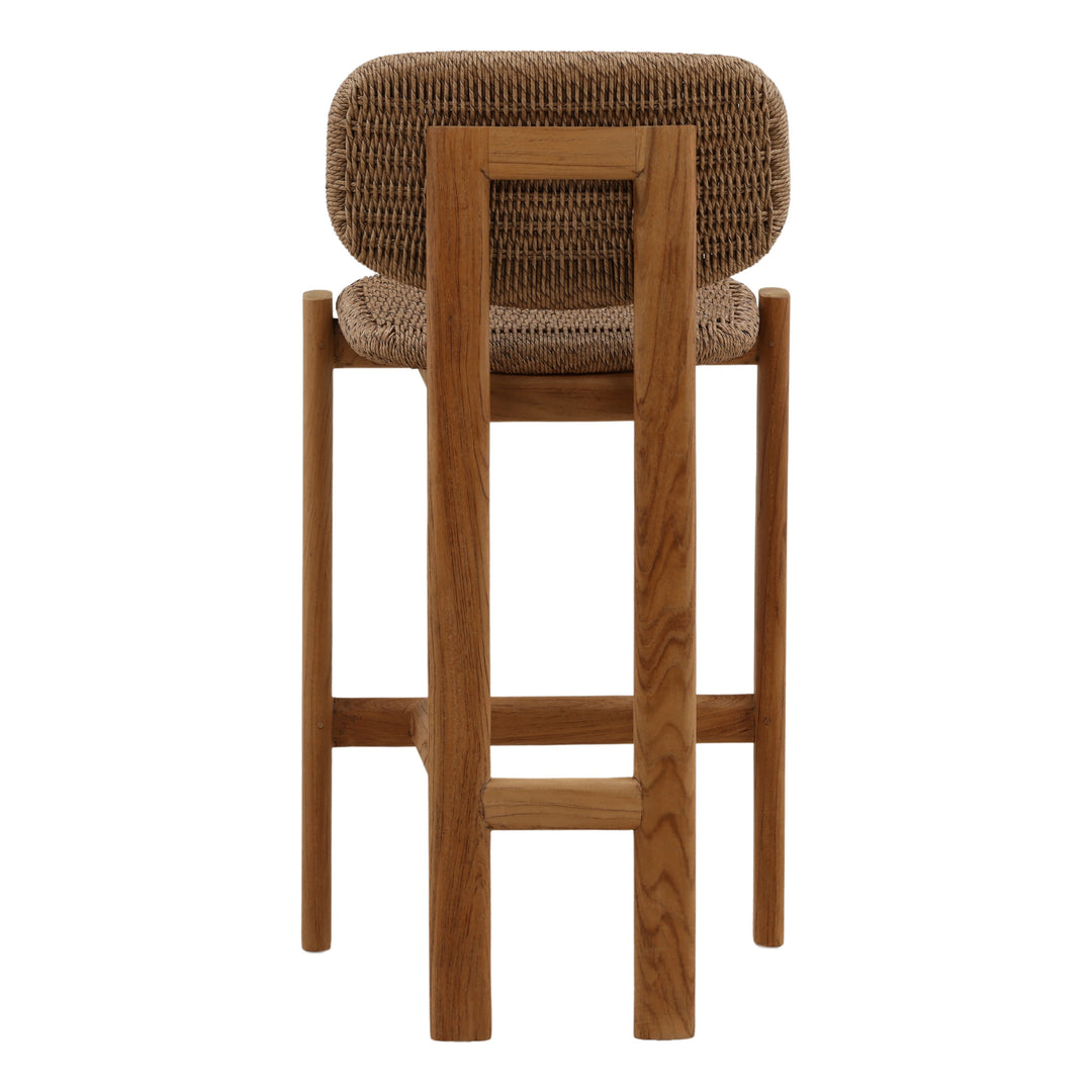 Alba Outdoor Counter Stool Light Brown — Back