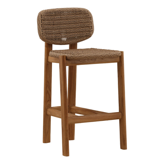 Alba Outdoor Counter Stool Light Brown — Front Three-Quarter