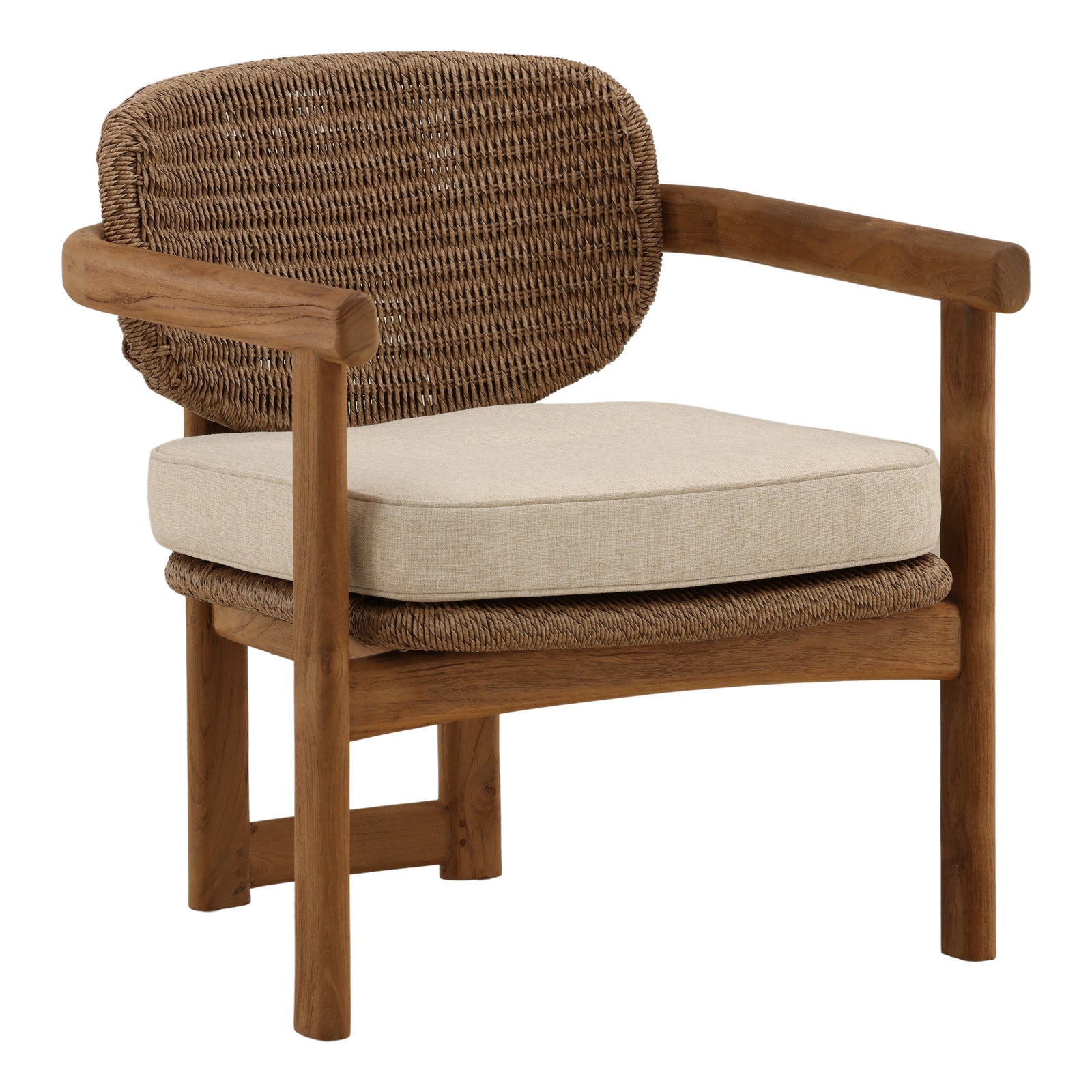 Alba Outdoor Occasional Chair Light Brown — Front Three-Quarter