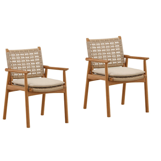 Aleah Outdoor Dining Chair Set of 2 Natural — Front Three-Quarter