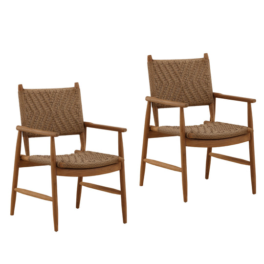 Arya Outdoor Dining Chair Set of 2 Light Brown — Front Three-Quarter