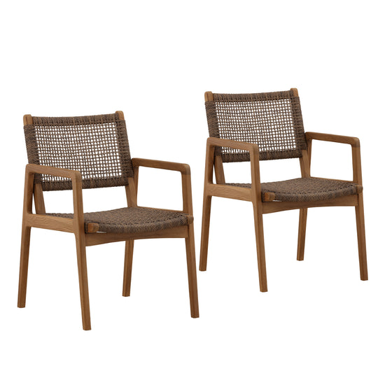 Camelia Outdoor Dining Chair Set of 2 Light Brown — Front Three-Quarter