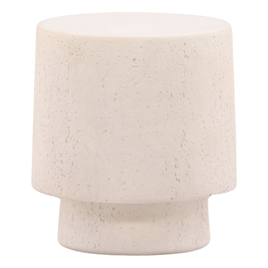 Milstone Outdoor Side Table Ivory — Front Three-Quarter
