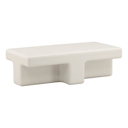 Teoh Outdoor Coffee Table White — Front Three-Quarter