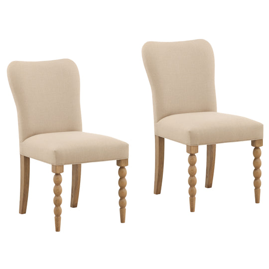 Marcelina Dining Chair Set of 2 Beige — Front Three-Quarter