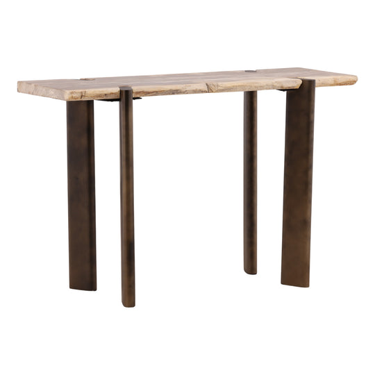 Peridote Console Table Light Natural — Front Three-Quarter