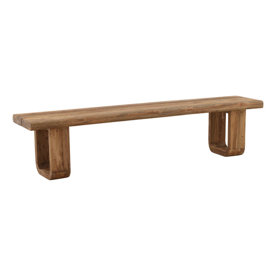 Davin Outdoor Bench Natural — Front Three-Quarter