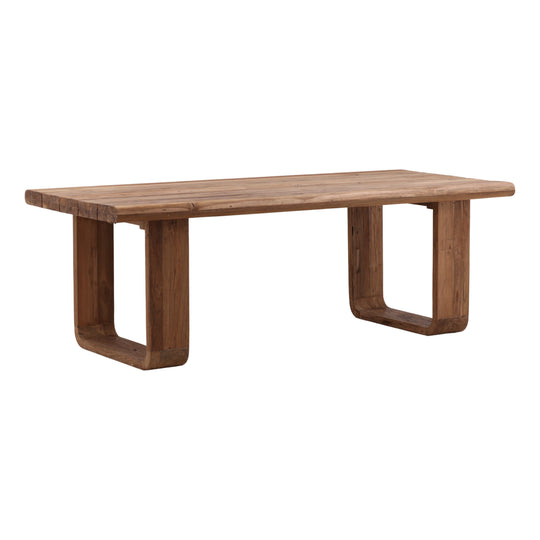Davin Outdoor Dining Table Natural — Front Three-Quarter
