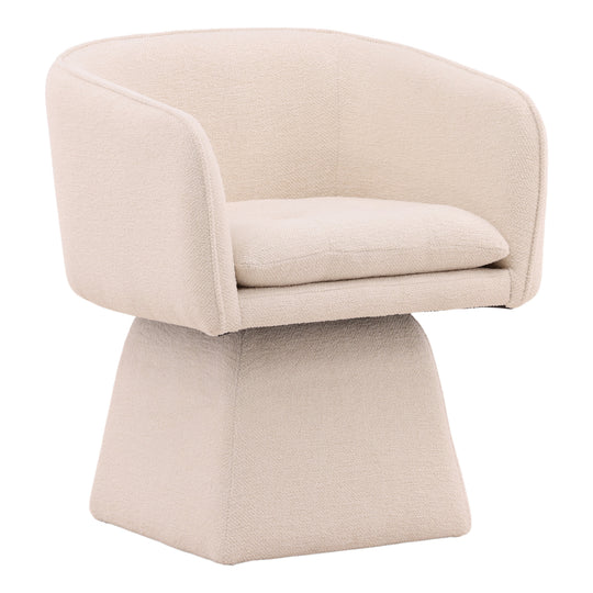 Jonnie Swivel Chair Cream — Front Three-Quarter
