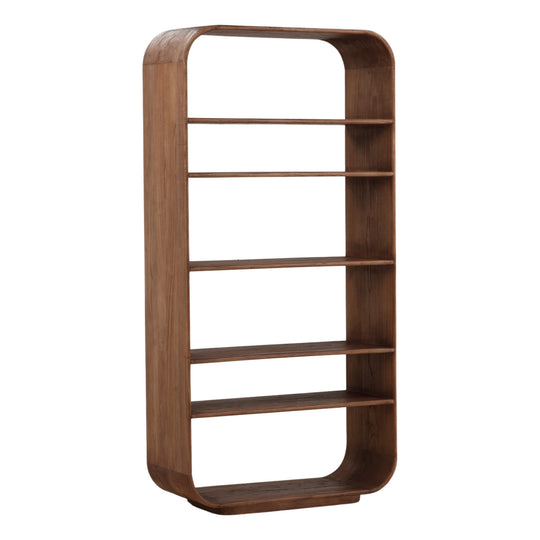 Waylea Bookcase Brown — Front Three-Quarter