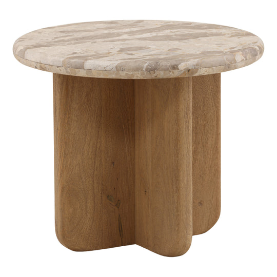 Laynah Side Table Beige — Front Three-Quarter