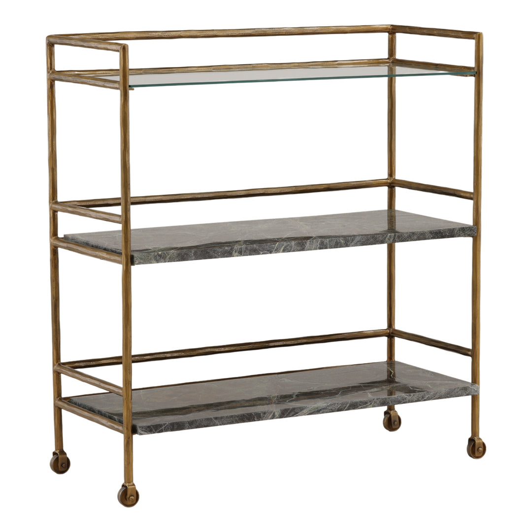 Loxlee Bar Cart Brown — Front Three-Quarter