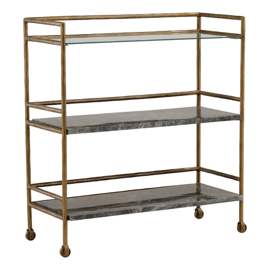Loxlee Bar Cart Brown — Front Three-Quarter