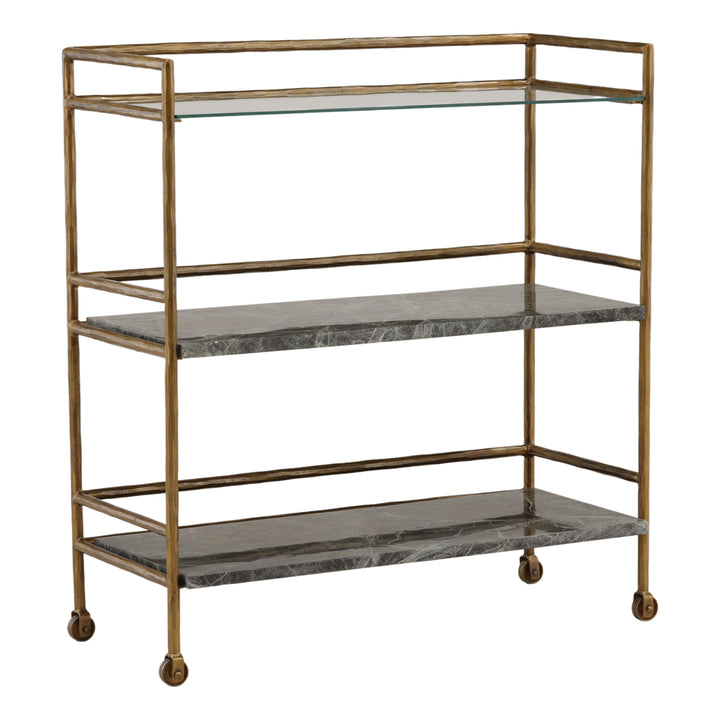 Loxlee Bar Cart Brown — Front Three-Quarter