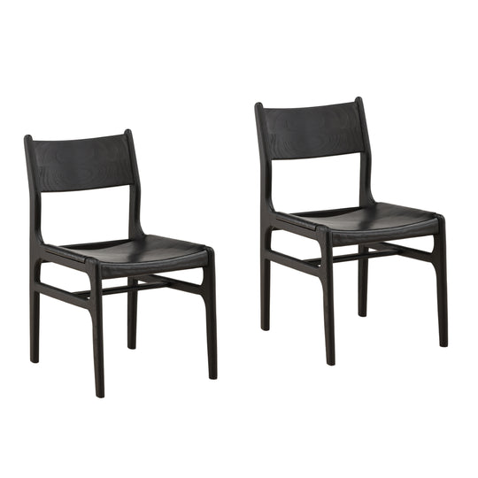 Leandro Dining Chair Set of 2 Black — Front Three-Quarter