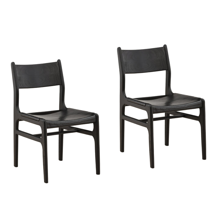 Leandro Dining Chair Set of 2 Black — Front Three-Quarter